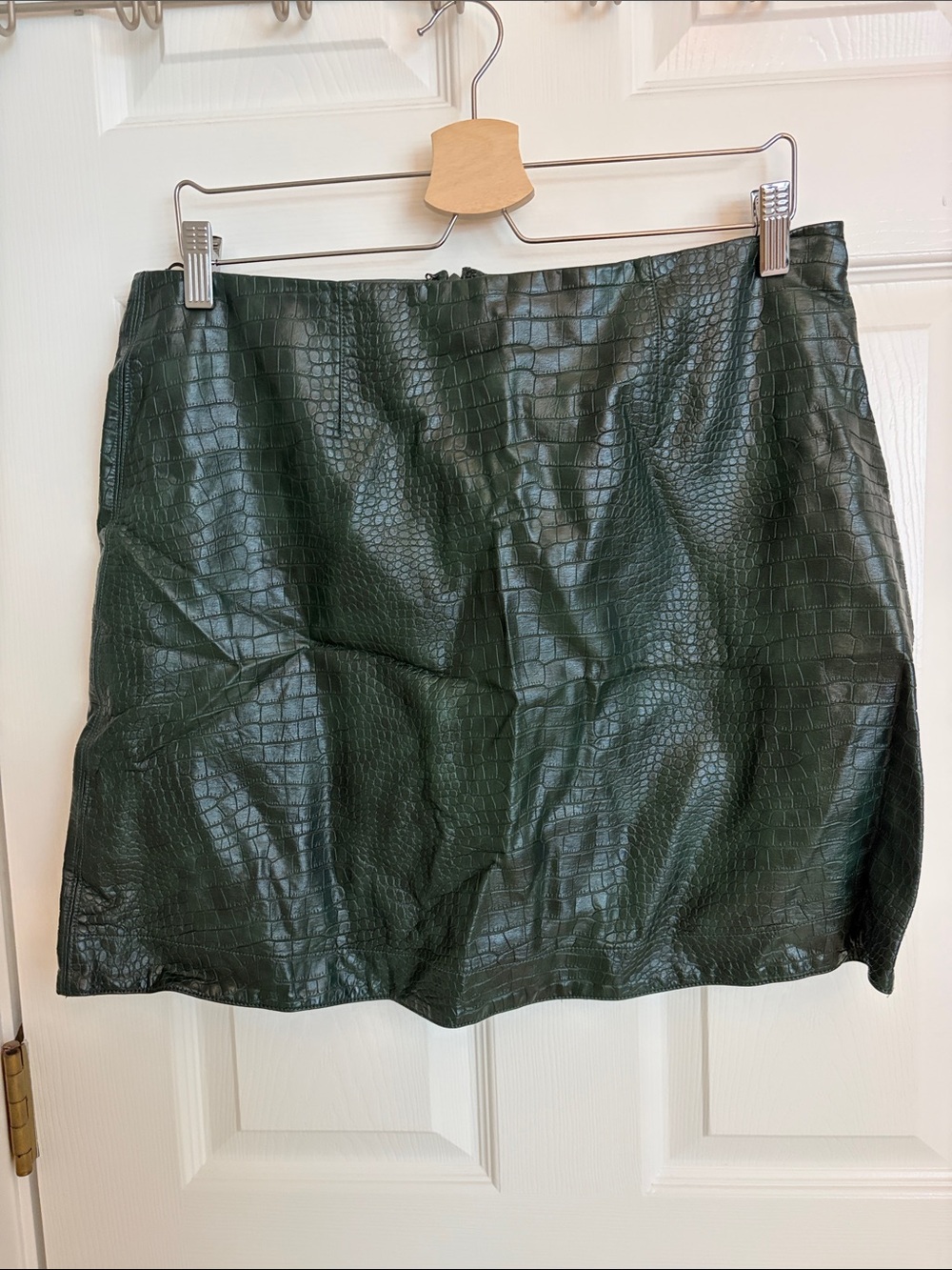 Natori Forest Green Faux Croc Mini Skirt
